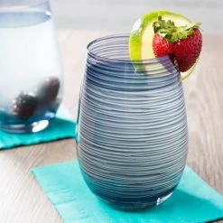 Stolzle S3527912T Twister 16.5 Oz. Smoky Blue Stemless Wine Glass / Tumbler - 24/Case